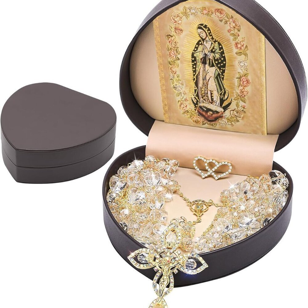 Wedding Lasso Crystal Heart Box Handmade Gift for Catholic Mexican Ceremonies